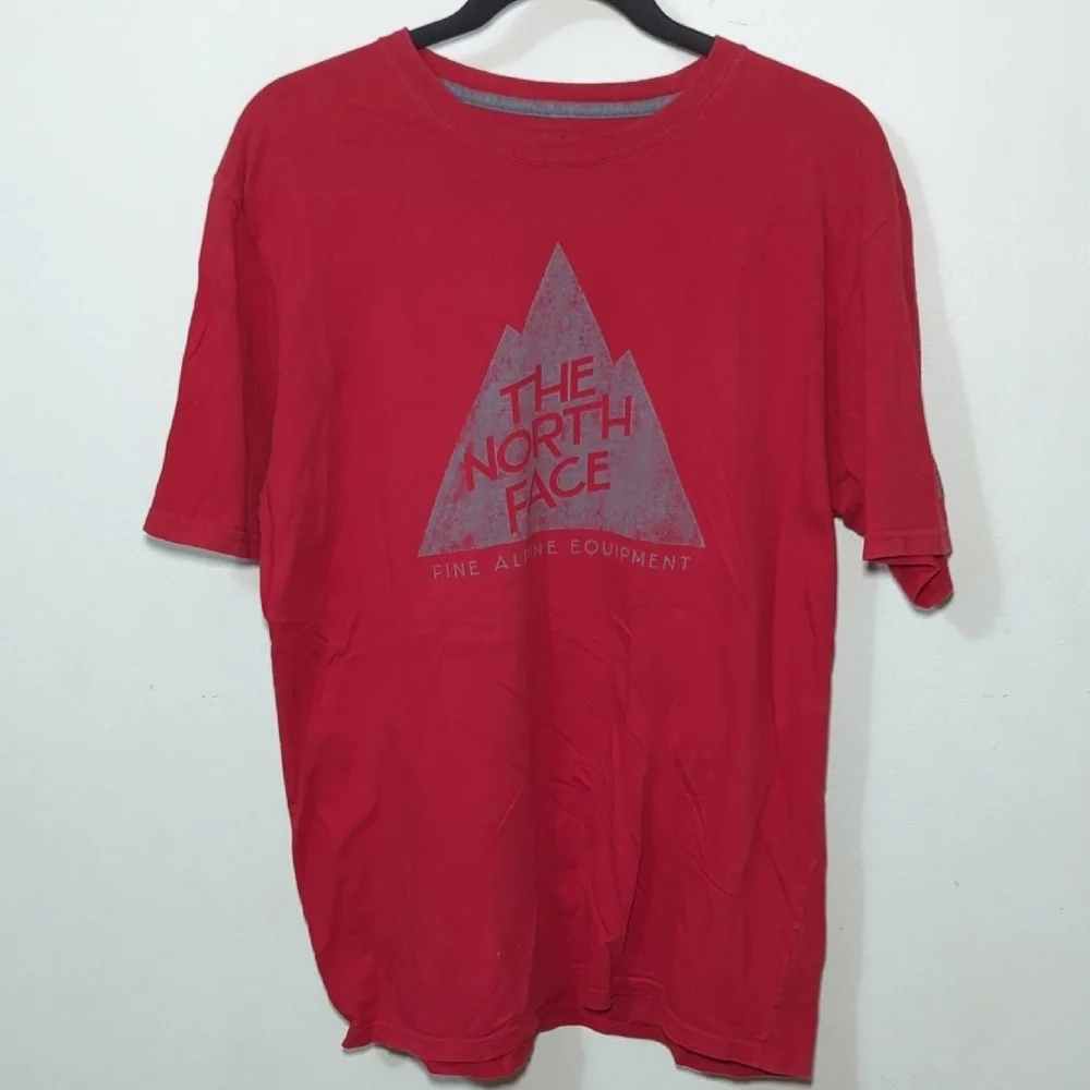 The North Face T-shirt Red Gray Fine Alpine Equipment Graphic Cotton Mens Size L
